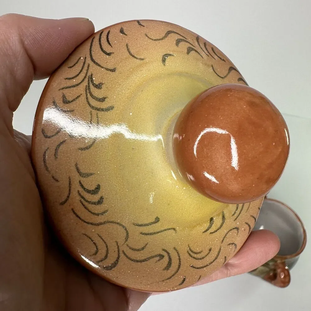 Covered Sugar Bowl‎ Mexico Majolica Venegas Hand Painted Pottery Fruit Pears